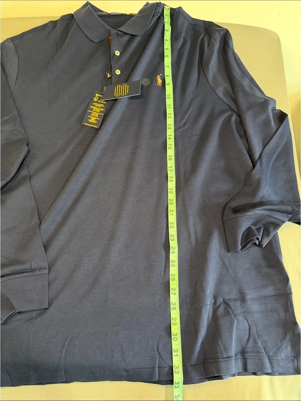 Polo by Ralph Lauren Long Sleeve Polo Shirt - Navy with Tan Accents